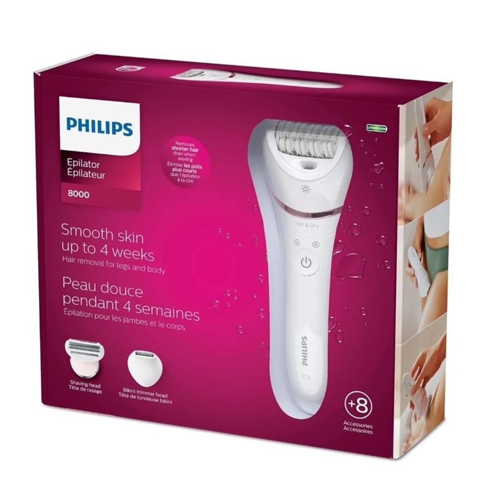 Philips Epilator Series 8000 Wet & Dry Epilator, Bre720/14 Open Box